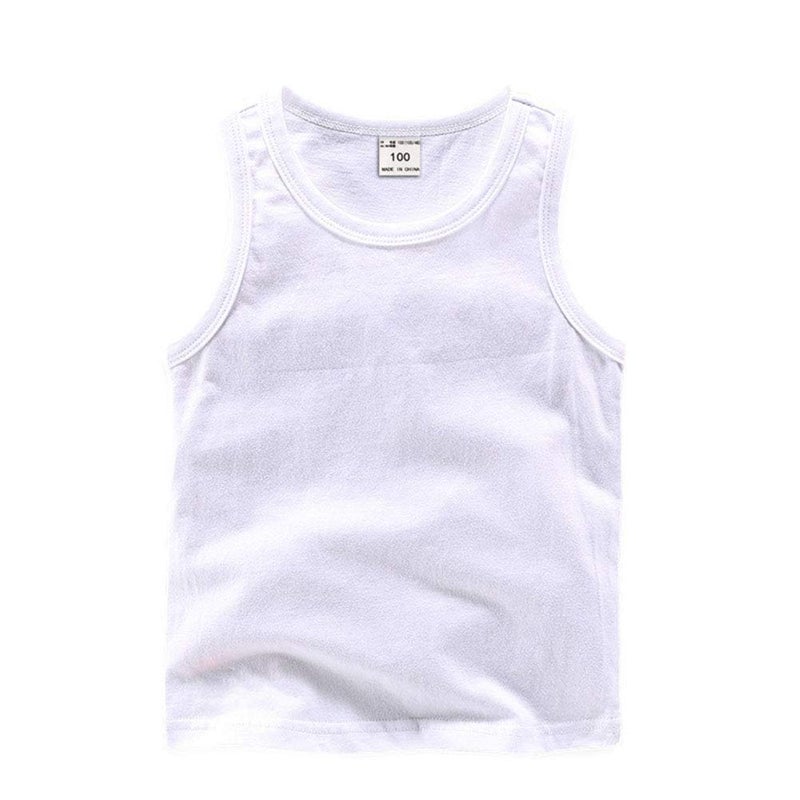 DCUTERQ Toddler Baby Boys Girls Solid Tank Tops T-Shirts Undershirts Cotton Summer Sleeveless Vest White 6 Years - Image 1